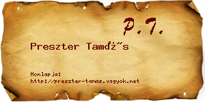 Preszter Tamás névjegykártya
